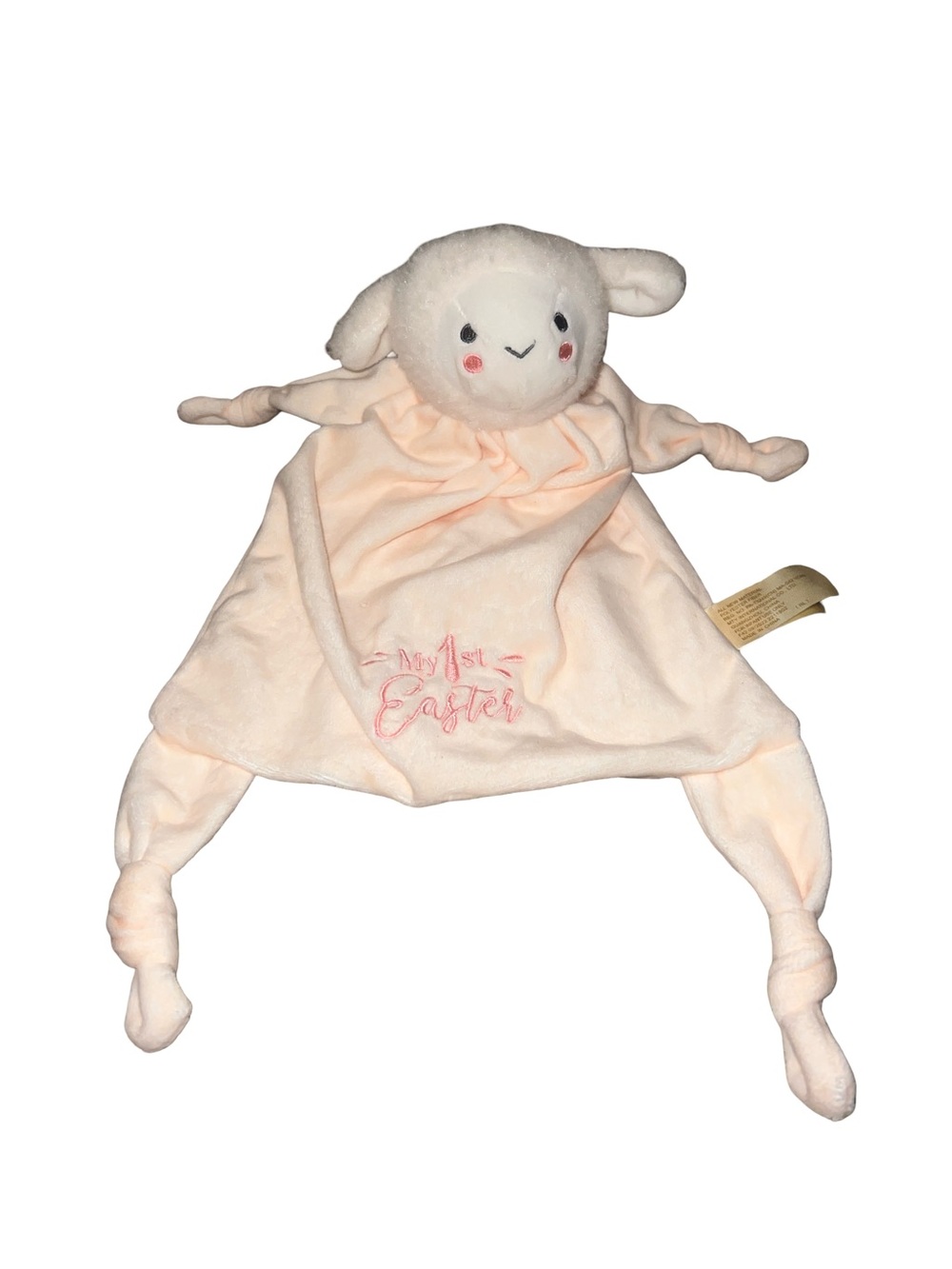 MTY International My 1st Easter Lamb Rattle Lovey Security Blanket Knotted Plush